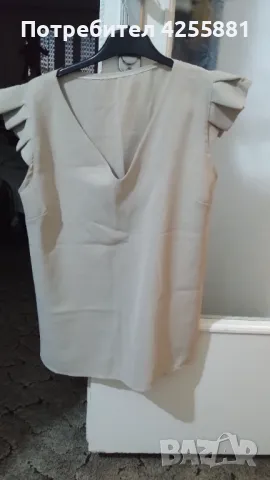 Бежова блуза, снимка 3 - Тениски - 47638414