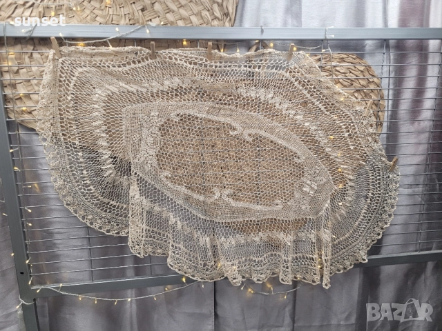 плетена овална покривка бежова-195/95, снимка 2 - Покривки за маси - 51829624