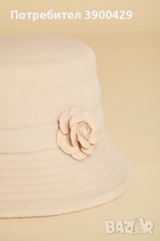 Дамска Вълнена Шапка Gary - Бежова, снимка 4 - Шапки - 52183814