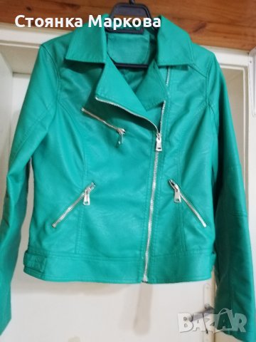 Кожено яке -хубав зелен цвят, снимка 2 - Якета - 41497886