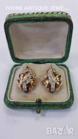 Златни дамски обеци с диаманти , снимка 3 - Обеци - 52794214