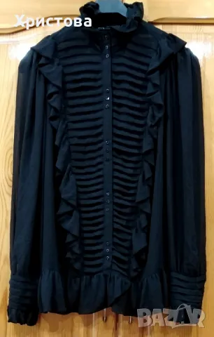 Черна елегантна блуза ZARA, L