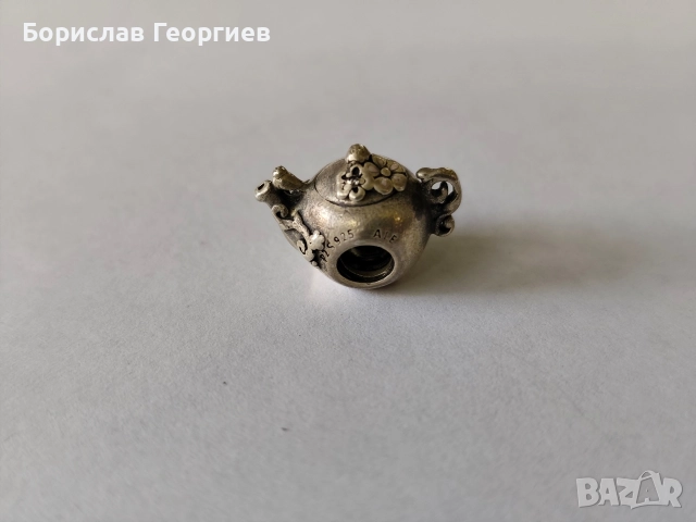 Оригинален сребърен талисман чайник Пандора pandora, снимка 3 - Гривни - 52883044