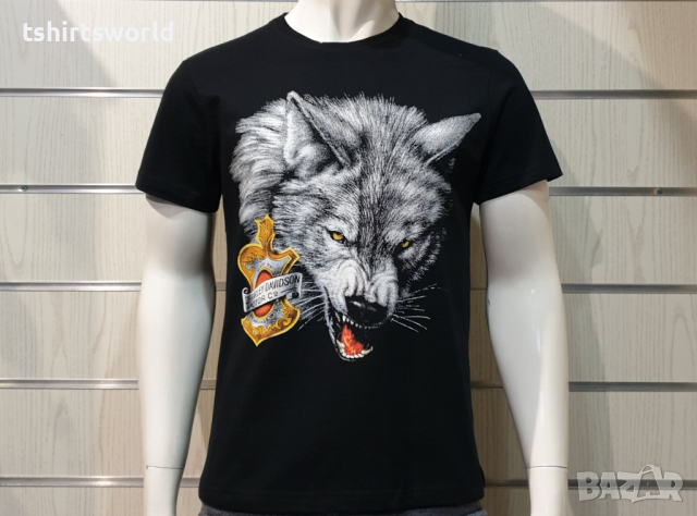 Нова мъжка тениска с дигитален печат HARLEY DAVIDSON -Вълк (Wolf), снимка 5 - Тениски - 36178161