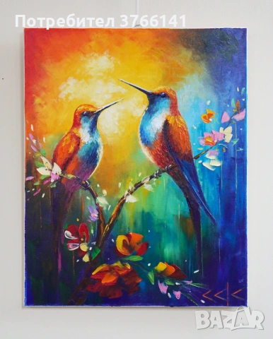 "В очакване на пролетта" Картина 50х40 см, Маслена живопис с шпакла