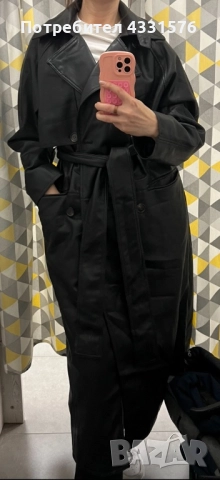 Черно  тренч яке WEEKDAY от ЭКО кожа, снимка 4 - Палта, манта - 52473302