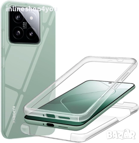 Прозрачен 360° Градуса Кейс за Xiaomi 14, снимка 4 - Калъфи, кейсове - 52647372