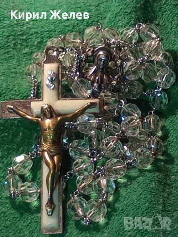 СТАРА ИТАЛИАНСКА КАТОЛИЧЕСКА ОГЪРЛИЦА БРОЕНИЦА с ПОСРЕБРЕНА ВЕРИЖКА и СРЕБЪРНА ИКОНКА STERLING 40598, снимка 17 - Антикварни и старинни предмети - 46233305