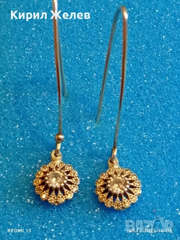 Нежни висящи сребърни обеци със флорален мотив и кристали 52411, снимка 8 - Обеци - 52639870