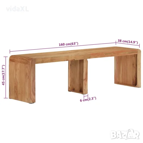 vidaXL Пейка, 160x38x45 см, масивна акация, снимка 6 - Дивани и мека мебел - 56149118