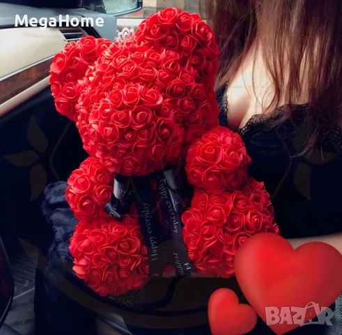 Луксозен подарък Мече от рози в красива подаръчна кутия, снимка 6 - Декорация за дома - 53332615