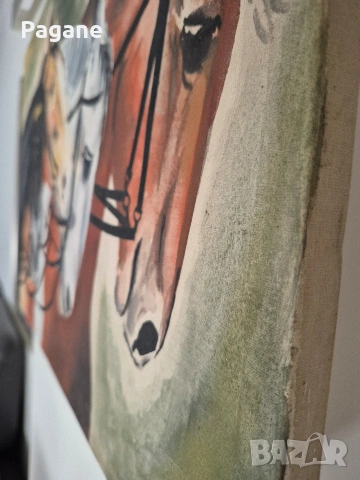 Ретро картина „Конете на фараона“ – рисувана върху платно (60х40 см) ​, снимка 4 - Картини - 53571877