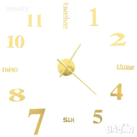 3D стенен часовник, модерен дизайн, 100 см, XXL, златист , снимка 4 - Стенни часовници - 50102014