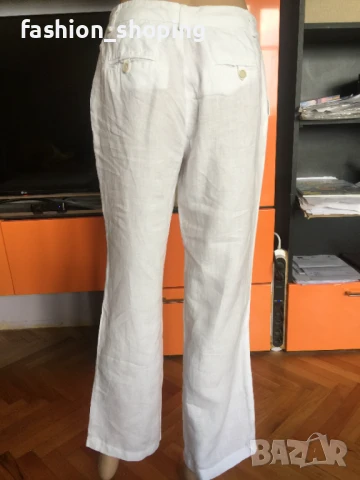 Дамски ленен панталон Benetton, размер 42, снимка 4 - Панталони - 50686415