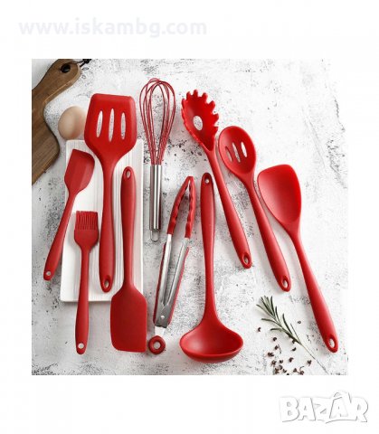 КОМПЛЕКТ ПРИБОРИ ЗА ГОТВЕНЕ И СЕРВИРАНЕ ОТ СИЛИКОН, 10 БР. - код 1748, снимка 2 - Прибори за хранене, готвене и сервиране - 33987021
