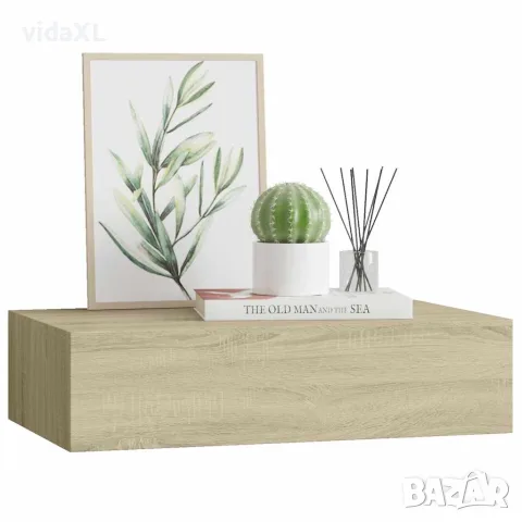 vidaXL Стенен рафт с чекмедже, дъб, 40x23,5x10 см, МДФ, снимка 4 - Етажерки - 56146935