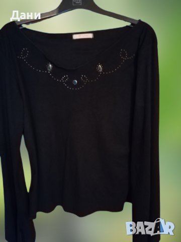 Дамска блуза фин памук елегантна с камъчета около деколтето.Разкроен ръкав при китките., снимка 2 - Тениски - 41079654