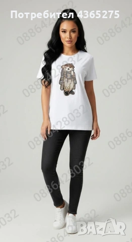 Ново‼️Нов модел блузки с мече❎S M L XL XXL 🔝Уникална материя и бродерия с мъниста 💕💕🍀, снимка 3 - Тениски - 53384554