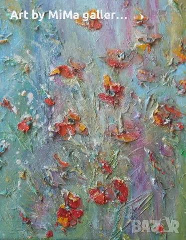 Летящи макове - картина, мак,маслени бои / платно, Art by MiMa