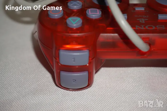 Много Рядък Оригинален Червен Прозрачен PSone Аналогов Контролер за PS1/PS2 в Отлично Състояние, снимка 10 - Аксесоари - 50085632