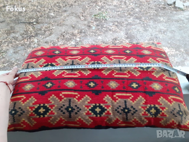 Голяма стара ръчно тъкана вълнена възглавница, снимка 6 - Антикварни и старинни предмети - 53464344