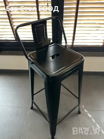 Метален Бар Стол с облегалка, снимка 10 - Столове - 47487874