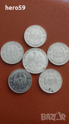 Монета-5 сребърни марки 1934-35г.10 марки 1972г. Сребро,монети, снимка 1