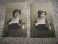 Две стари френски пощенски картички, мода прически, снимка 1