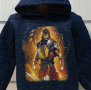 Нов детски суичър с дигитален печат Mortal Kombat, MK в цвят тъмносин меланж, снимка 7