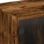 vidaXL Маса за кафе със стъклени врати, опушен дъб, 68x50x42 см, снимка 9