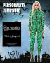 Maeau Костюм за Хелоуин за жени, гащеризон със скелет, боди с дълъг ръкав, зелен, снимка 1 - Гащеризони - 44791467