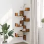 vidaXL Стенен ъглов рафт старо дърво 45x45x147 см инженерно дърво, снимка 3