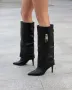 Ботуши на ток - черна кожа - KD120, снимка 1