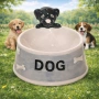 Керамична купичка за домашни любимци с декоративно кученце и стабилен дизайн, снимка 1
