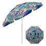 Плажен чадър, ветроустойчив, накланящ се, сини тропически листа, 3 пръстена UV ~50 - 2 м, снимка 1