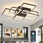 LED плафон със 7 квадрата, 90 × 76 × 12 см, дистанционно и димиране, снимка 1