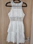 Бяла рокля с ресни, снимка 1 - Рокли - 41182378