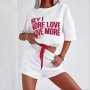 Комплект с къси панталонки LOVE MORE в бяло  , снимка 1 - Комплекти - 41022540