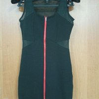 Черна мини рокличка с цип S размер, снимка 1 - Рокли - 40938114