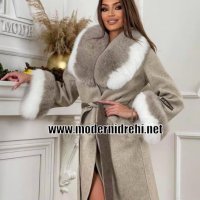 Дамско палто алпака кашмир и лисица код 463, снимка 1 - Якета - 35676439