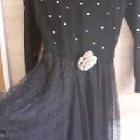 Черна дамска рокля с тюл, снимка 1 - Рокли - 35724705