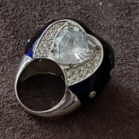 Стилен сребърен с емайл елегантен пръстен ПЛАНИНСКИ КРИСТАЛ, снимка 12 - Пръстени - 39479504