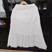 Дълга бяла памучна пола Jessica на волани, снимка 2 - Поли - 41777757