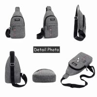 Мъжка чанта, чантичка за пред гърди чанта през рамо, или гръб, черна и сива с отвор за кабел, раница, снимка 9 - Чанти - 41435936