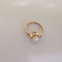 Златен пръстен с бяла перла , снимка 8 - Пръстени - 34678377