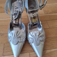 Официални дамски обувки сребристи номер 35, снимка 5 - Дамски обувки на ток - 29124467