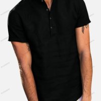 Мъжка памучно ленена риза с яка и къс ръкав, 6цвята - 023, снимка 8 - Ризи - 41082449
