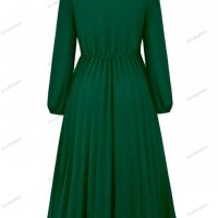 Дамска макси плисирана рокля с дълъг ръкав с изкуствена обвивка и V-образно деколте, 2цвята - 023, снимка 13 - Рокли - 39147866