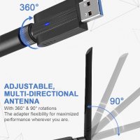 USB 3.0 WiFi AC1200Mbps, Безжичен мрежов адаптер Dual band 2.4GHz/5.8GHz - 5dBi, снимка 2 - Мрежови адаптери - 33825004