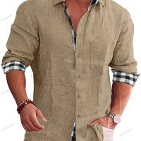 Мъжка карирана риза с дълъг ръкав. Големи размери, 10цвята, снимка 5 - Ризи - 41243720